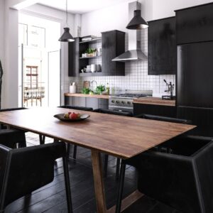 Sleek black kitchen