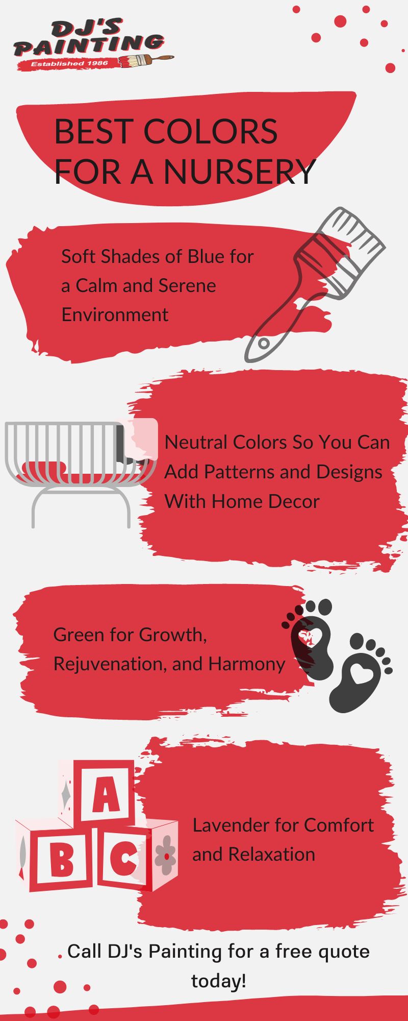 Infographic about best colors to choose for a nursery. 