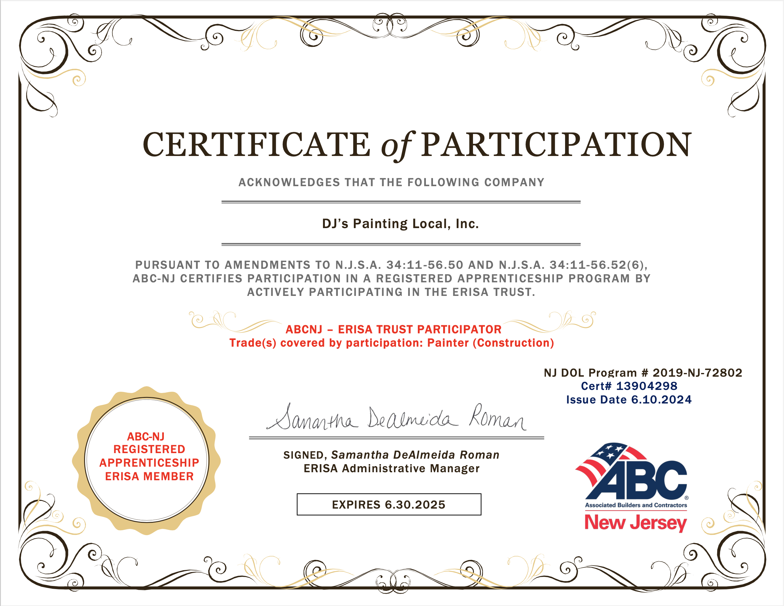 ABC Apprenticeship Participation Certification