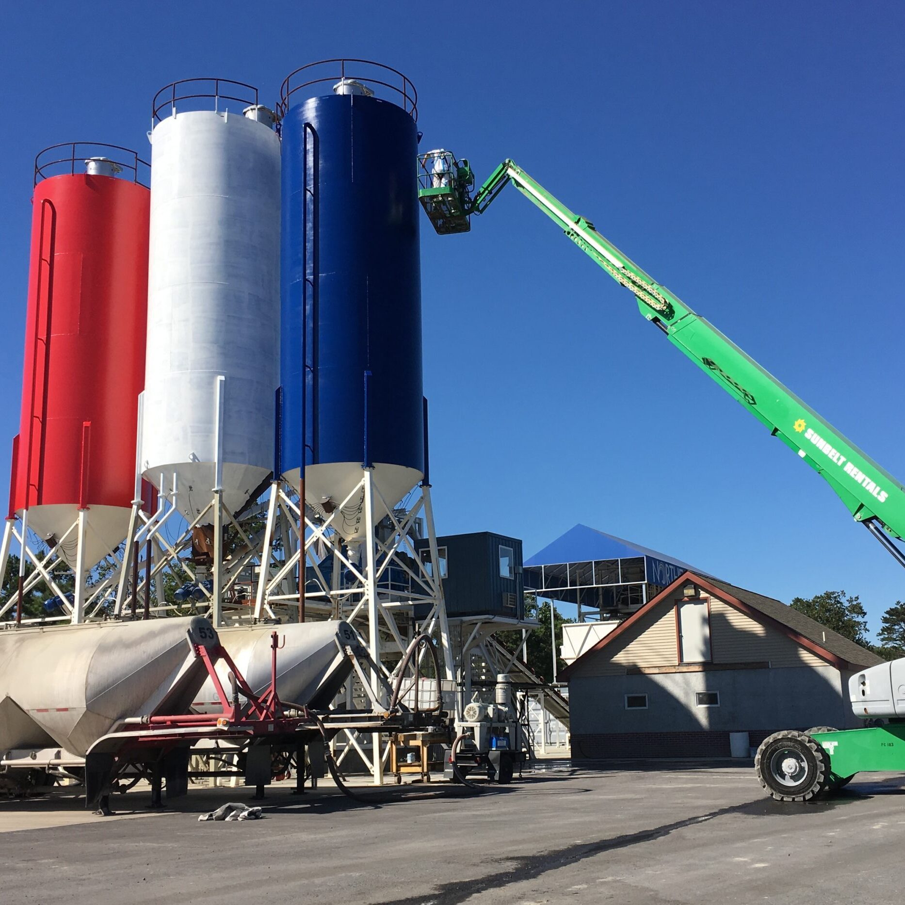 HORIZONTAL TANKS RED WHITE BLUE INDUSTRIAL